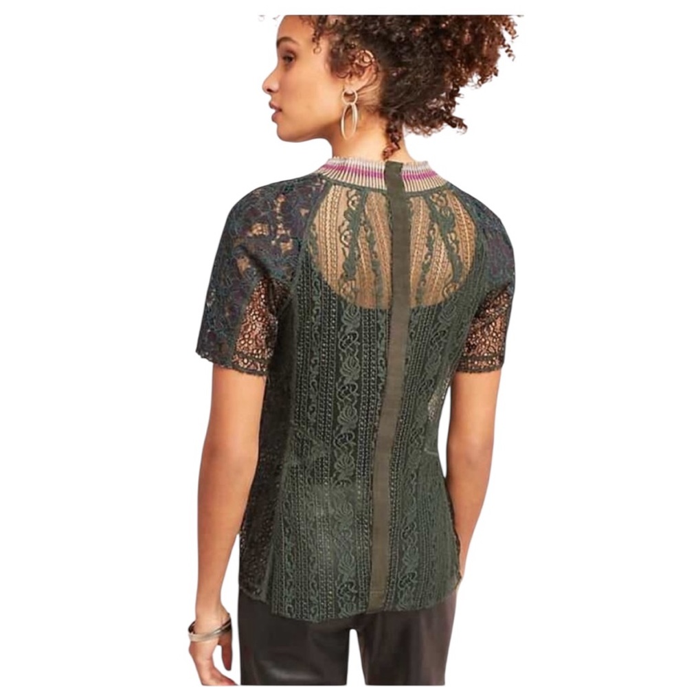 Byron Lars Beauty Mark Floral Lace Embroidered Blouse - Size 2 - Picture 2 of 14